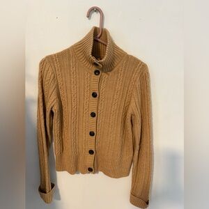 Joie Camel Cable-Knit Button Cardigan